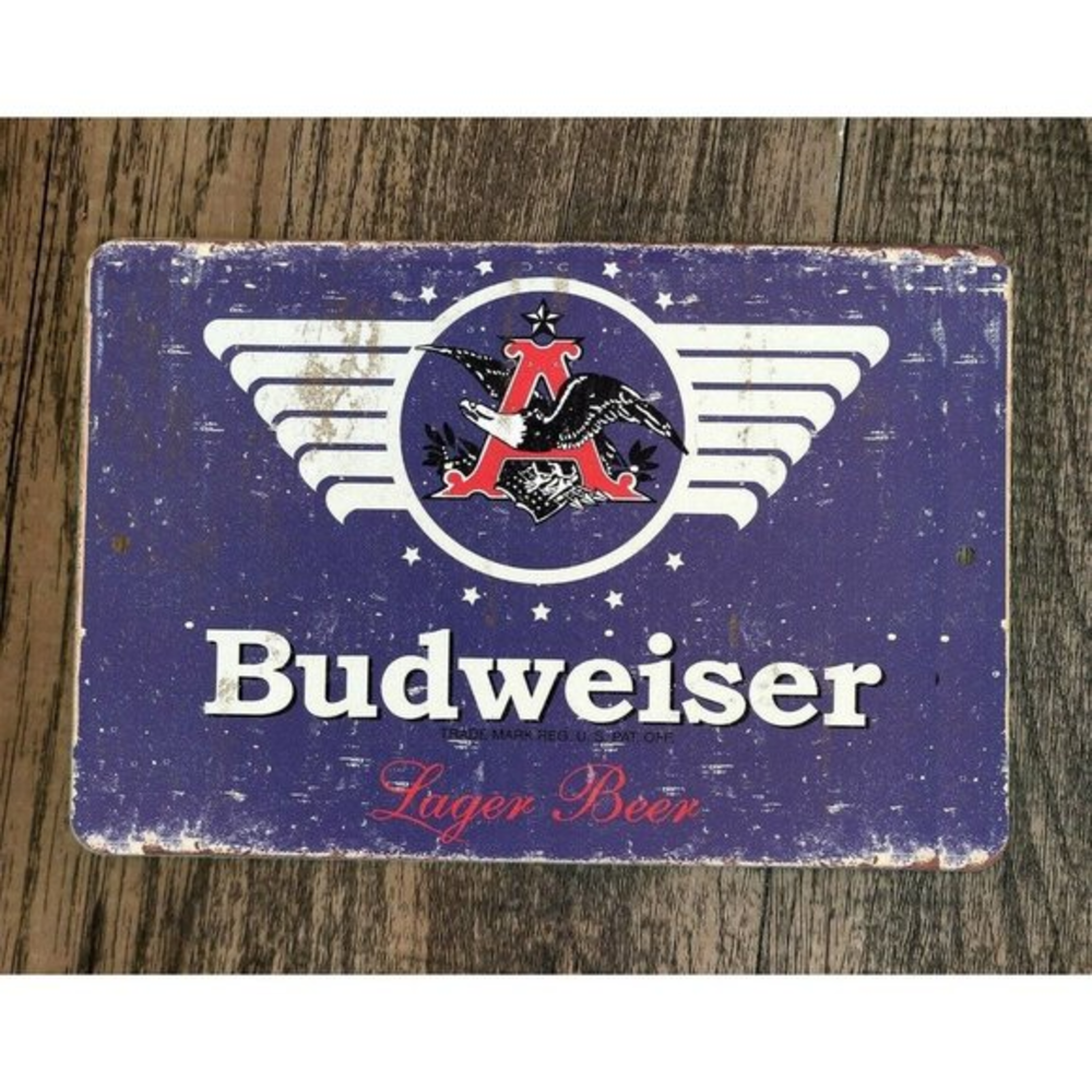 Vintage Budweiser Lager Beer Ad 8x12 Metal Wall Alcohol Bar Sign